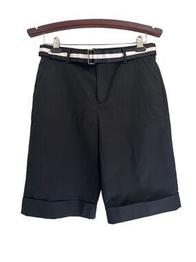Ralph Lauren Black  High Waist Burmuda Shorts with White-Striped Belt size 4